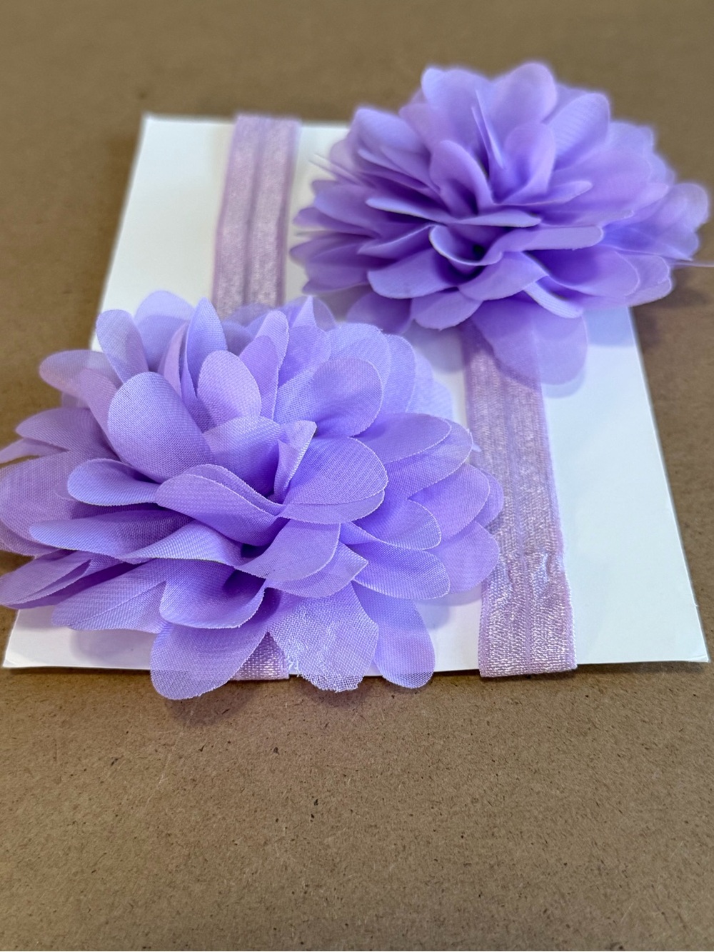 Lavender floral elastic headbands for girls pack of 2
